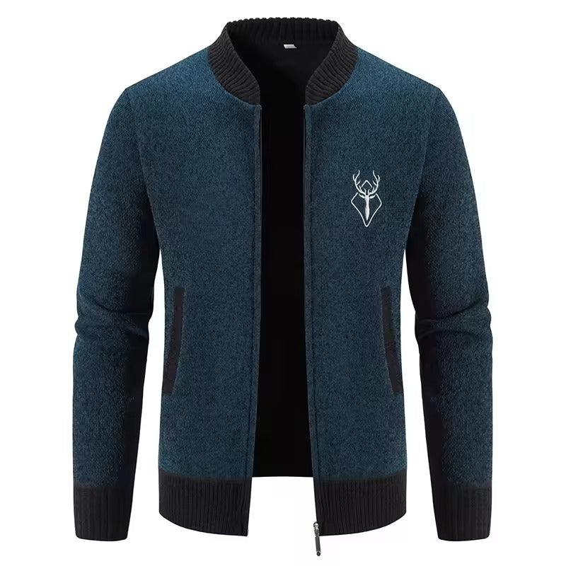 Wool Blend Front Zip Knit Sweatshirt