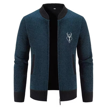 Wool Blend Front Zip Knit Sweatshirt