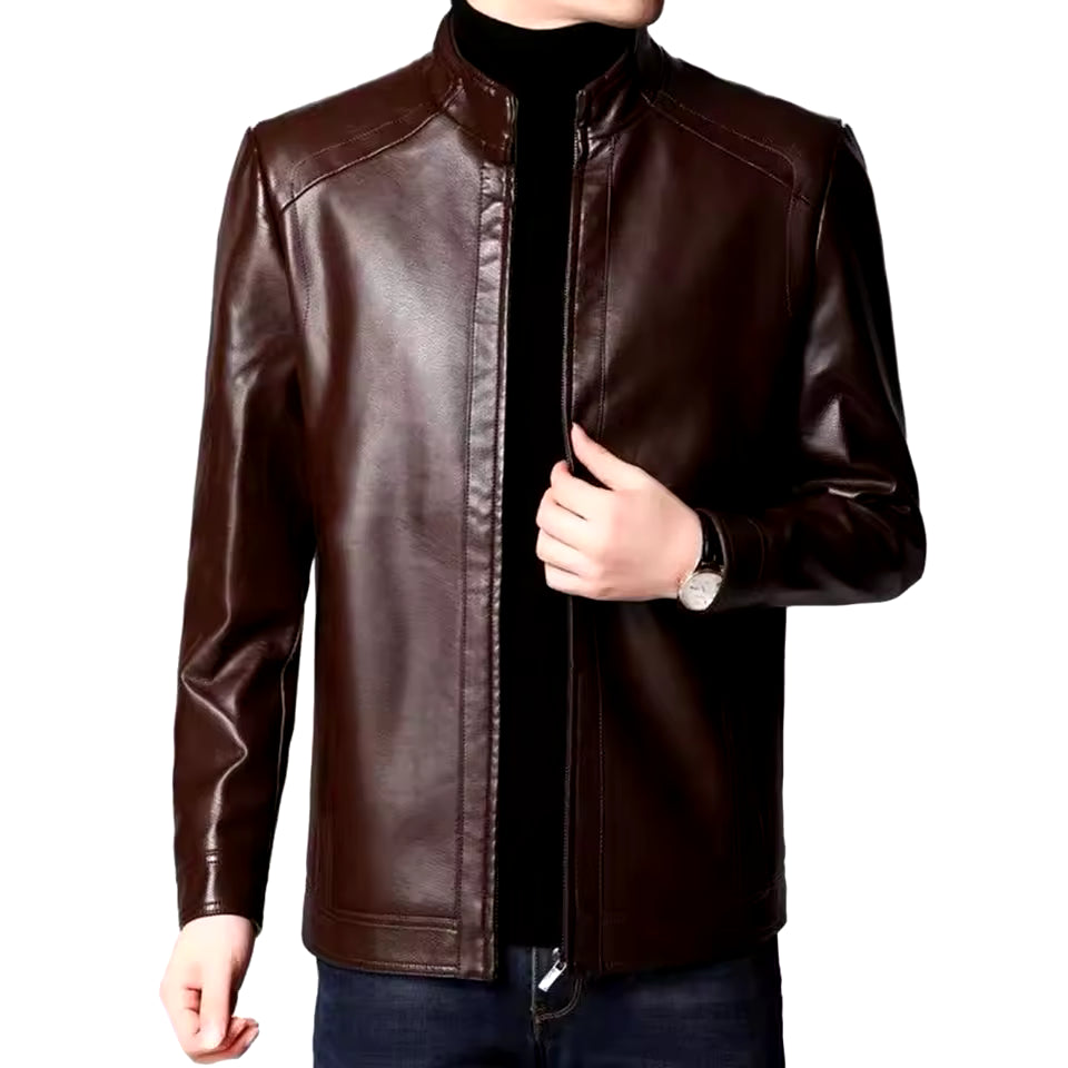 Faux Leather Slim Fit Motorcycle Jacket