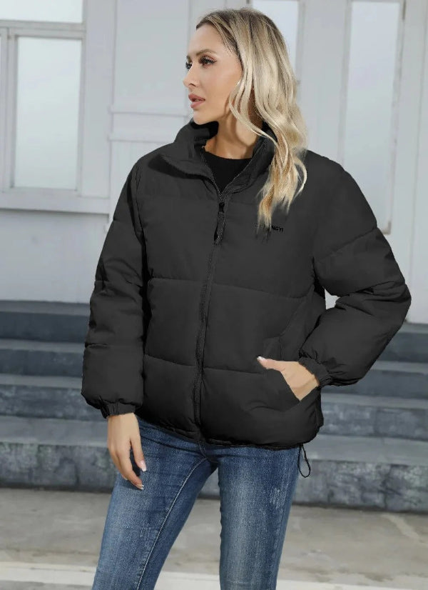 Quilted High Collar Relaxed Puffer Jacket