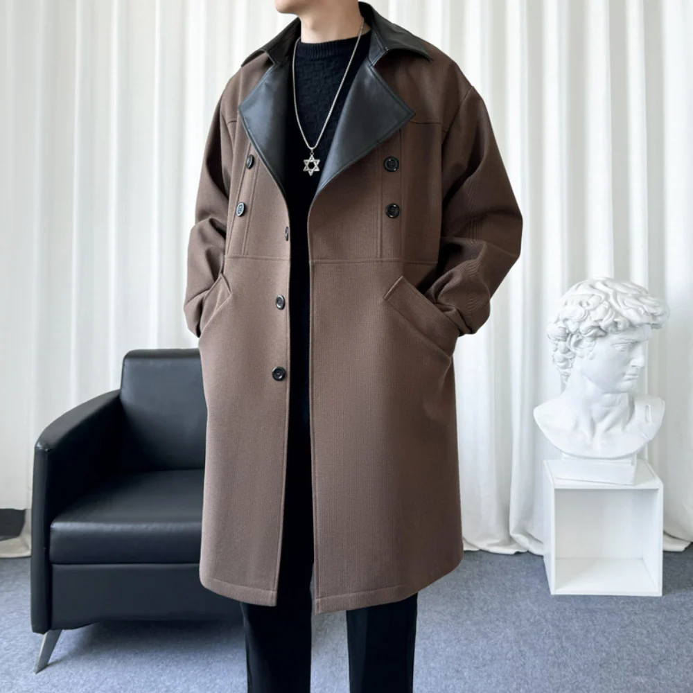 Double-Breasted Wool Blend Long Coat