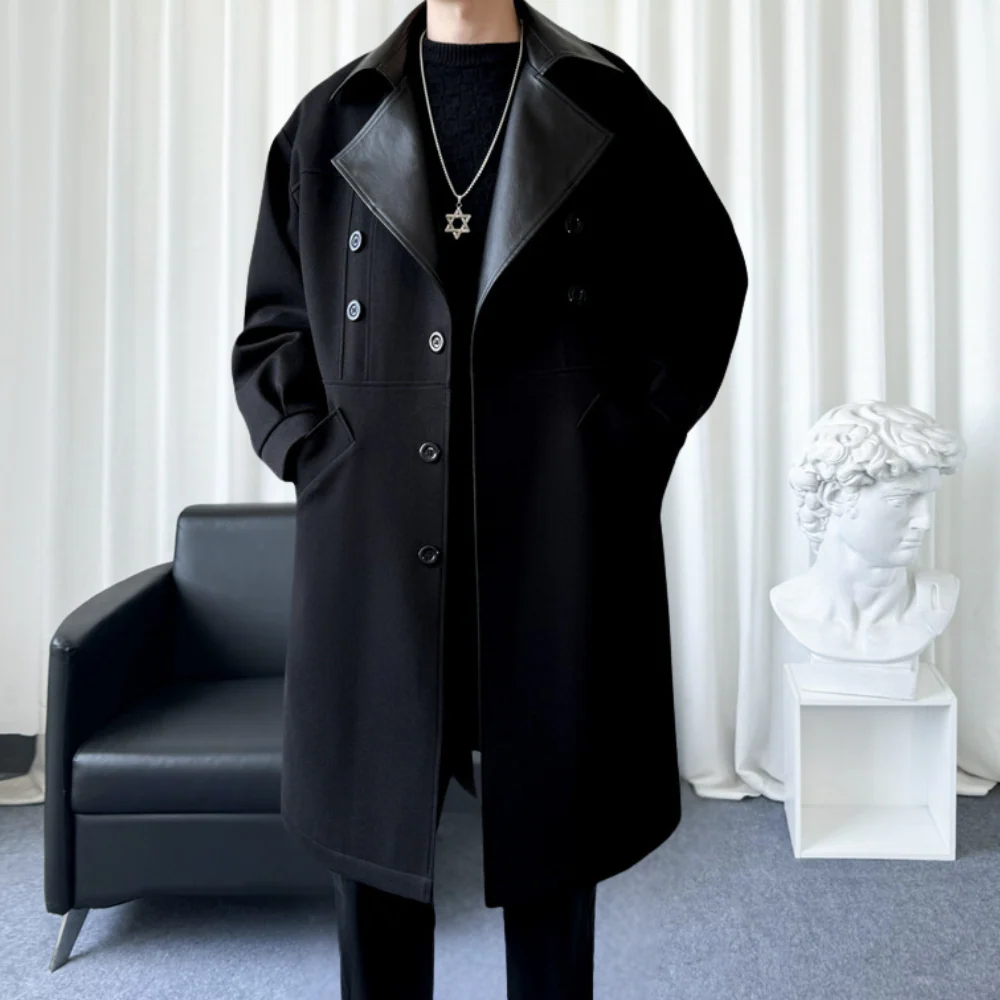 Double-Breasted Wool Blend Long Coat