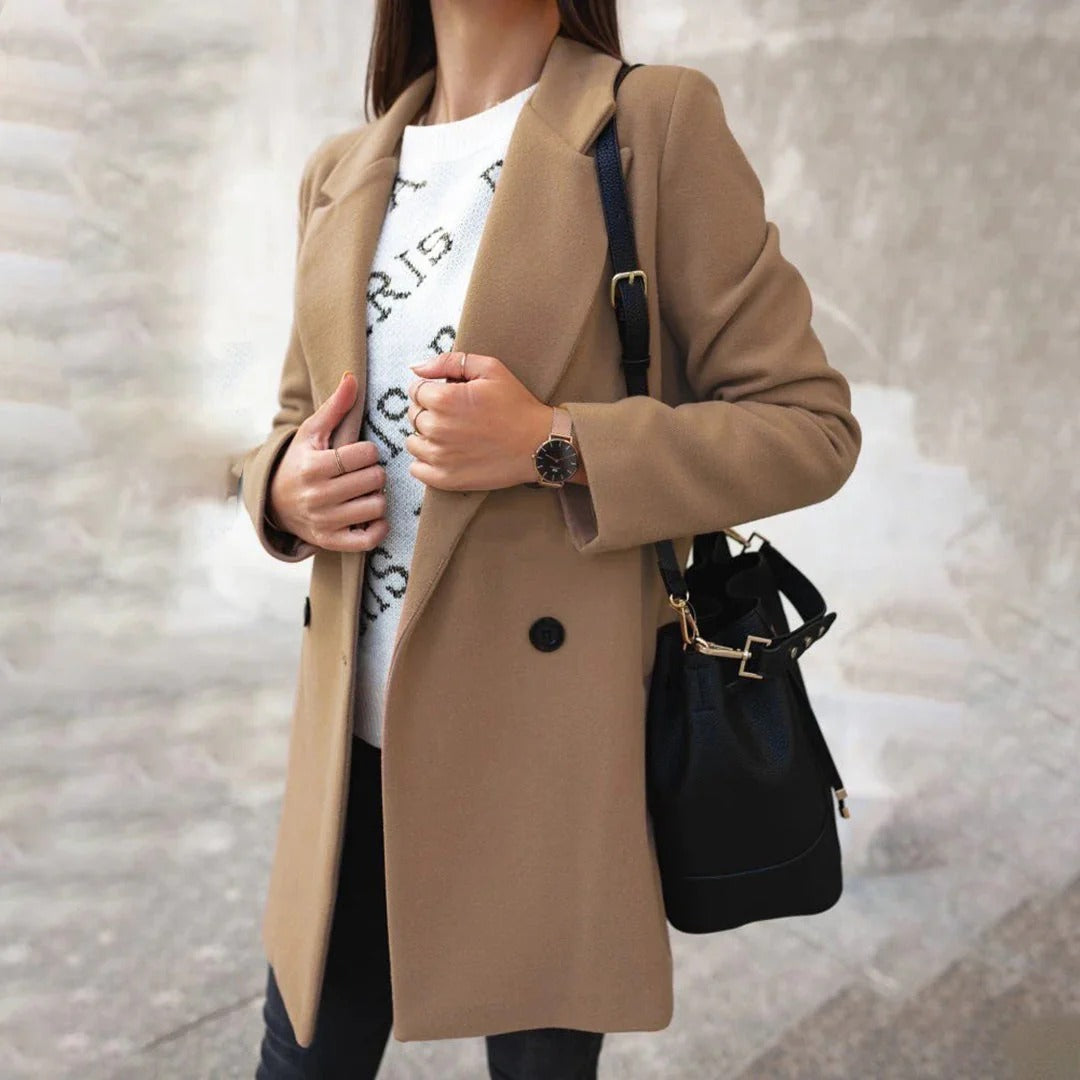 Wool Blend Single Breasted Tailored Long Coat