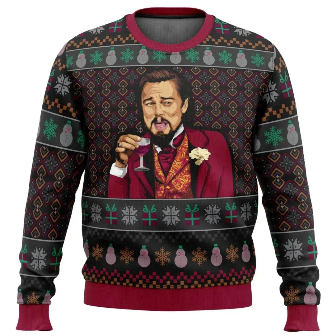 Standard Fit Knit Graphic Wine Print Sweater