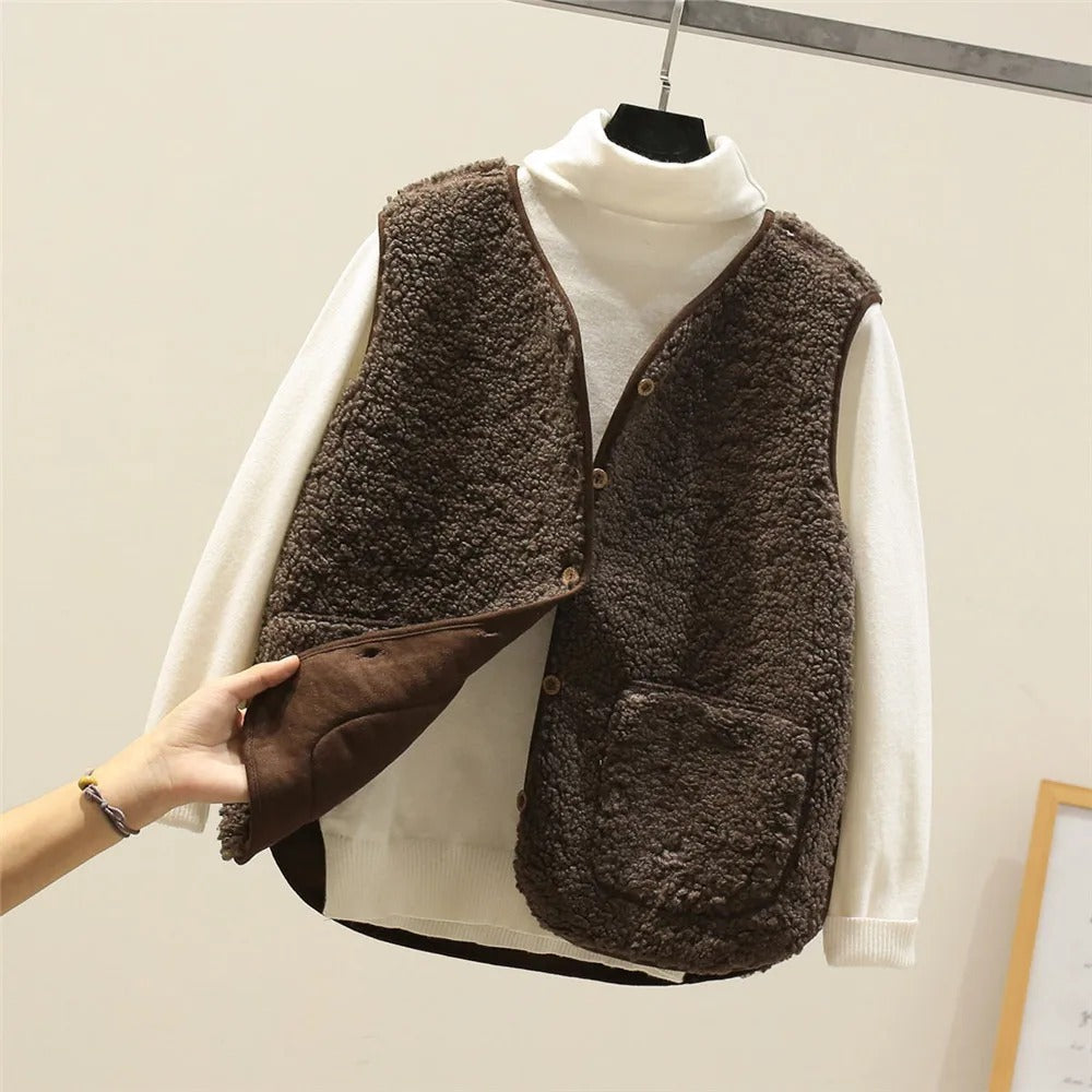 Sherpa Fleece Relaxed Fit Puffer Gilet