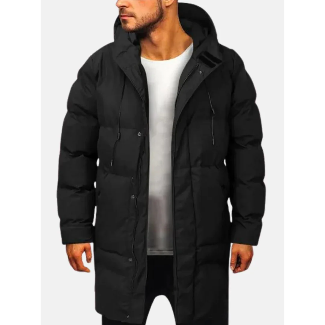 Water-Resistant Padded Hooded Knee-Length Jacket