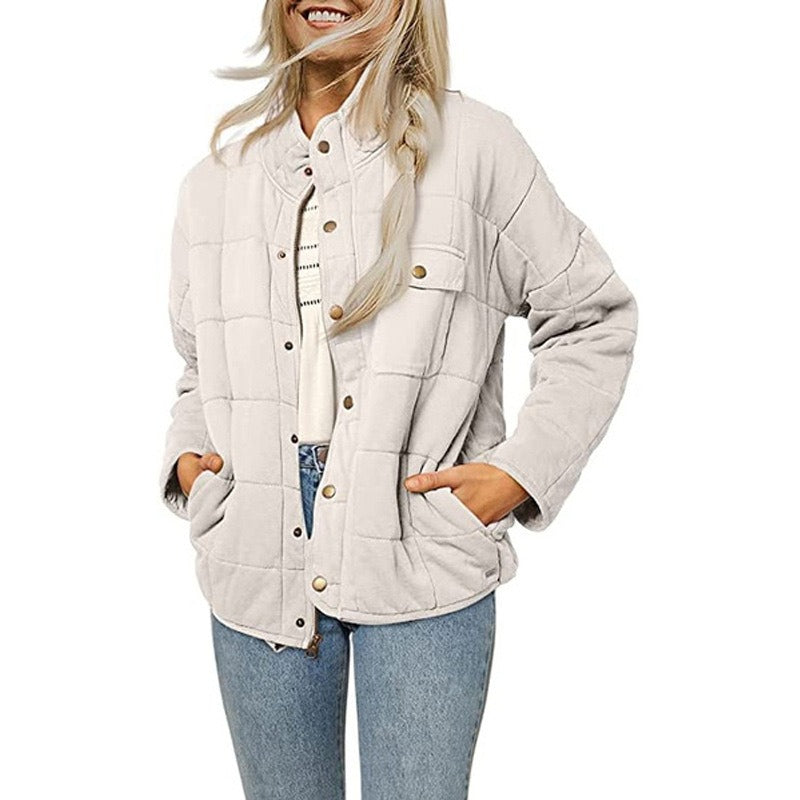 Quilted Loose Fit Stand Collar Jacket
