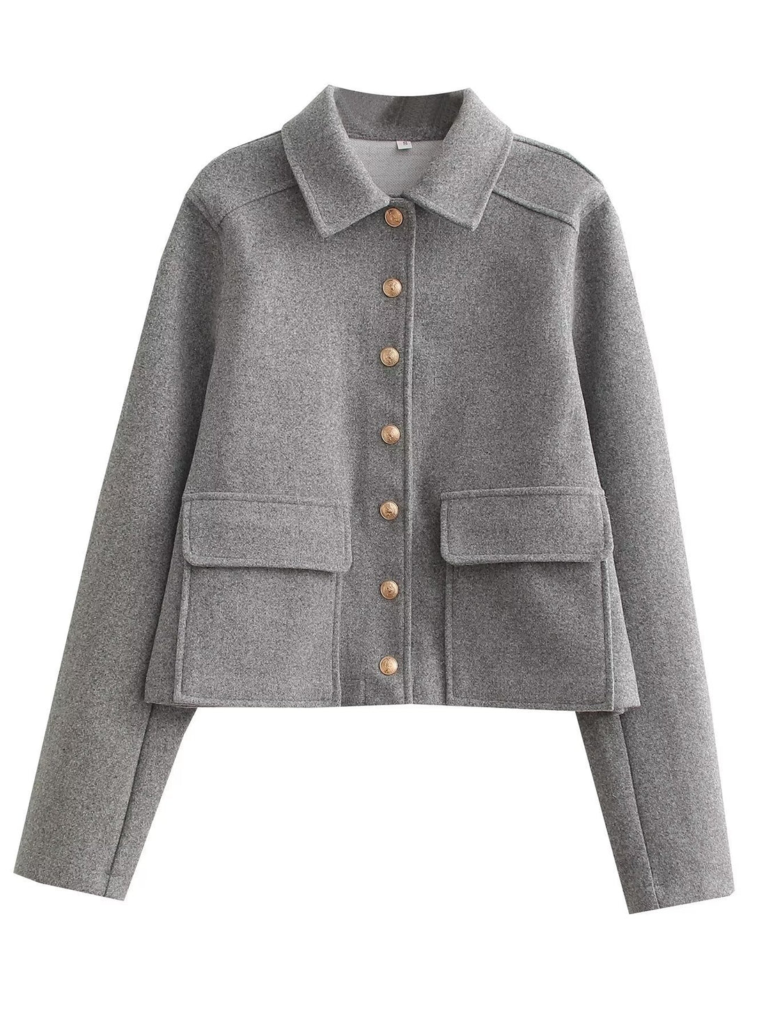 Wool Blend Cropped Structured Bomber Jacket