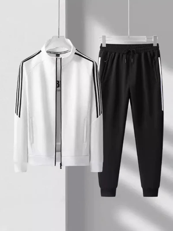 Two-Piece Striped Trim Tracksuit Set
