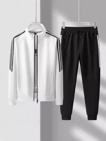 Two-Piece Striped Trim Tracksuit Set