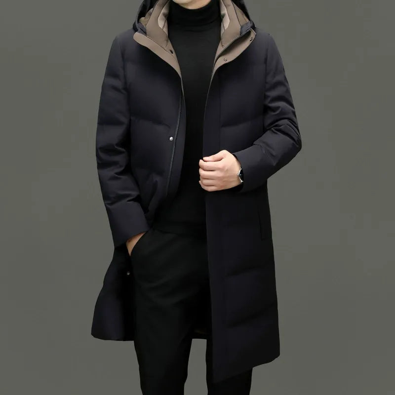 Quilted Down Hooded Relaxed Fit Coat