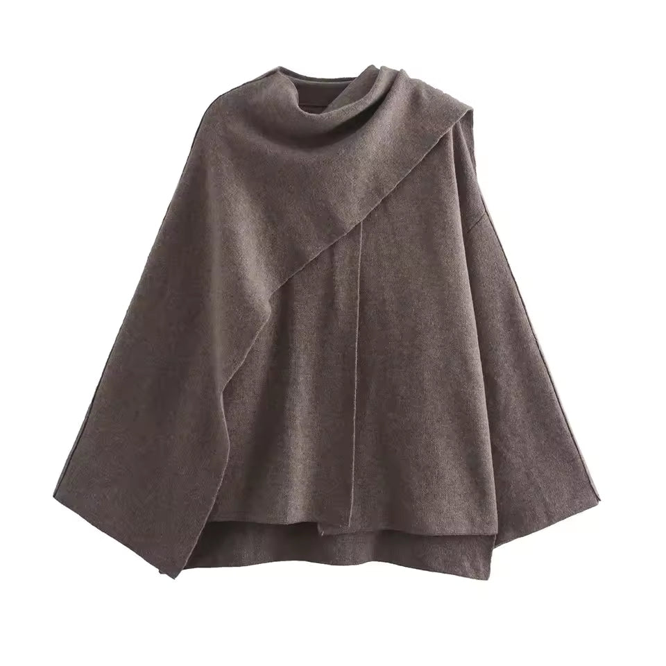 Oversized Asymmetrical Wool Knit Coat