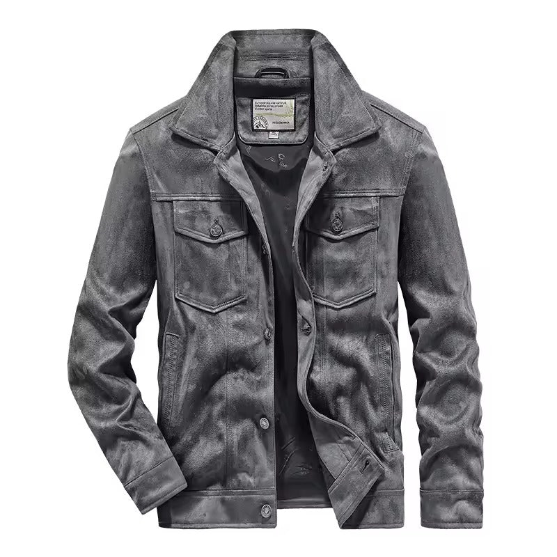 Suede Look Slim Fit Button Jacket