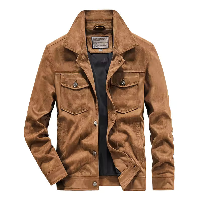 Suede Look Slim Fit Button Jacket