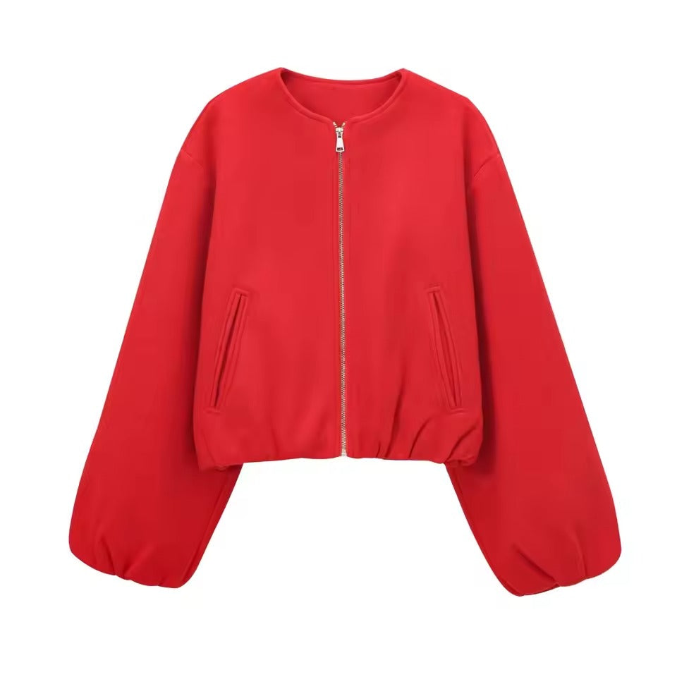 Soft Touch Cropped Fit Bomber Jacket