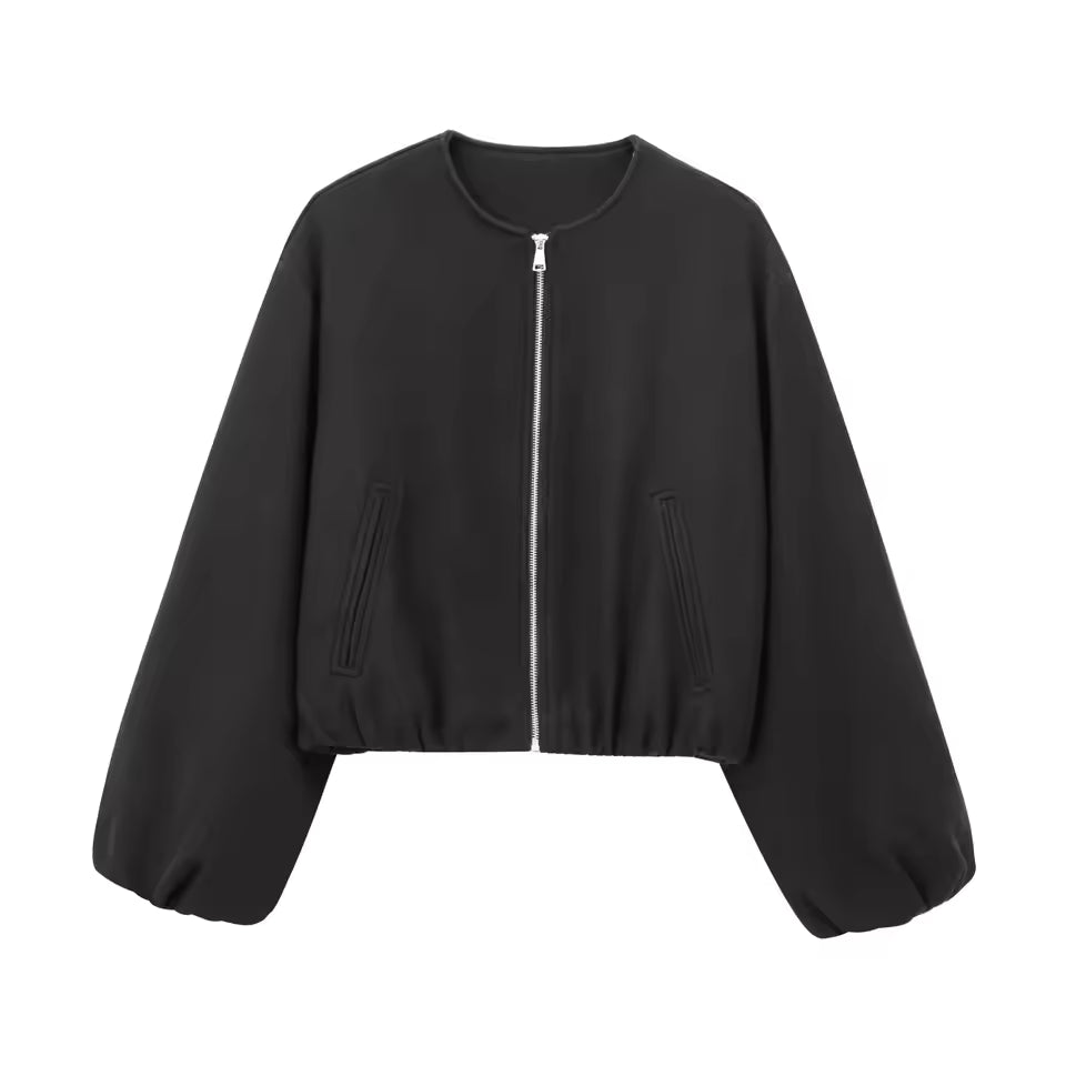 Soft Touch Cropped Fit Bomber Jacket