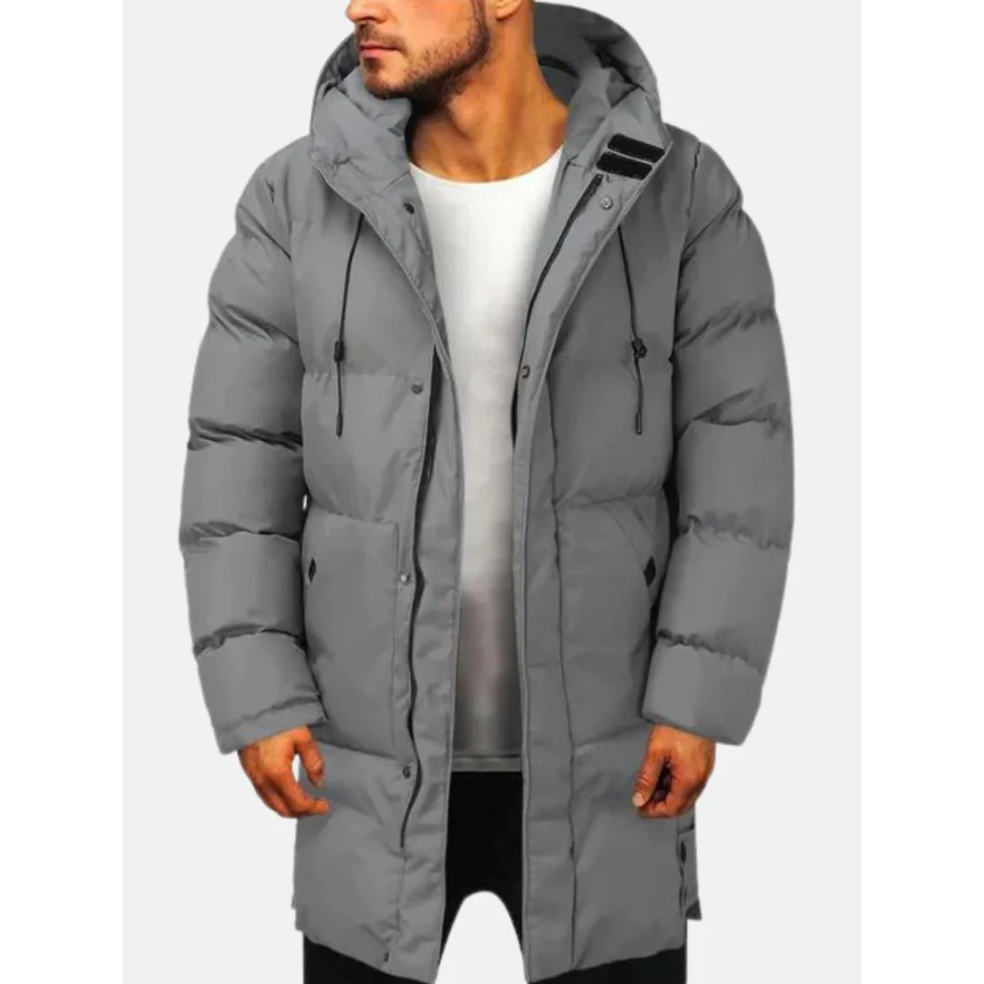 Water-Resistant Padded Hooded Knee-Length Jacket