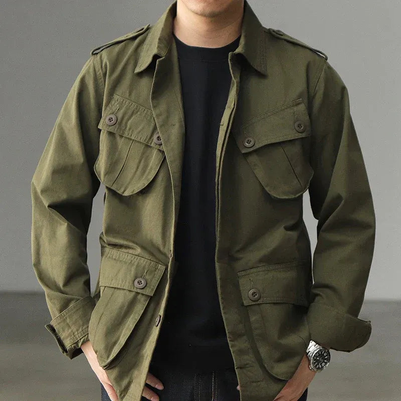 Cotton Blend Relaxed Fit Hip Length Jacket