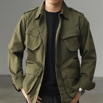 Cotton Blend Relaxed Fit Hip Length Jacket