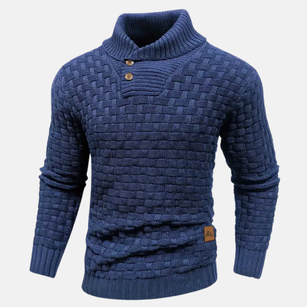 Textured Weave Shawl Collar Sweater