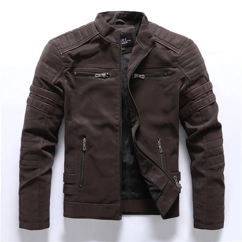 Slim Fit Quilted Shoulder Biker Jacket