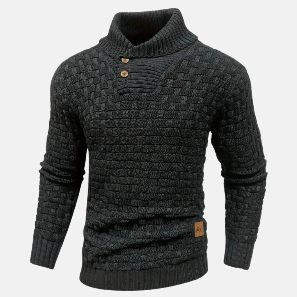 Textured Weave Shawl Collar Sweater