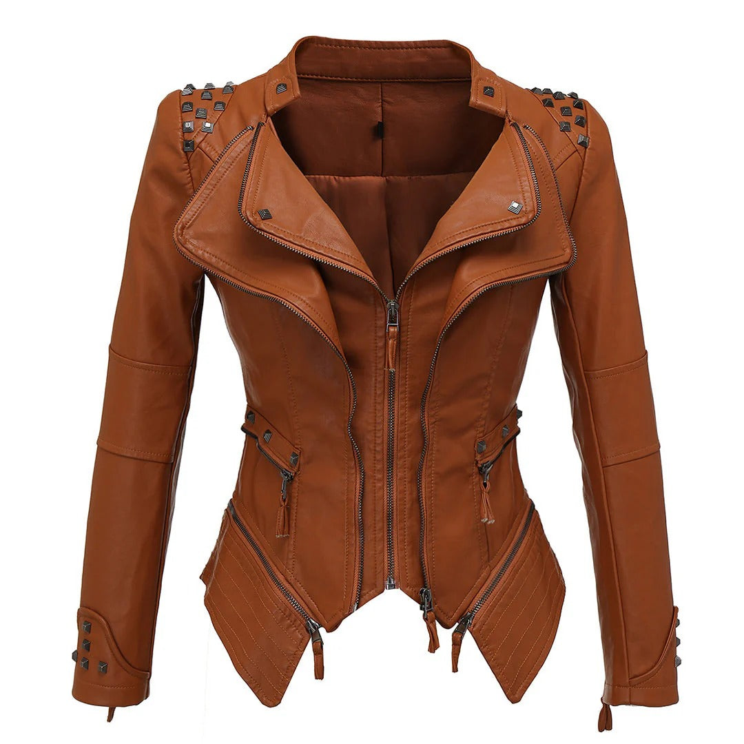 Studded Asymmetrical Zip Biker Jacket