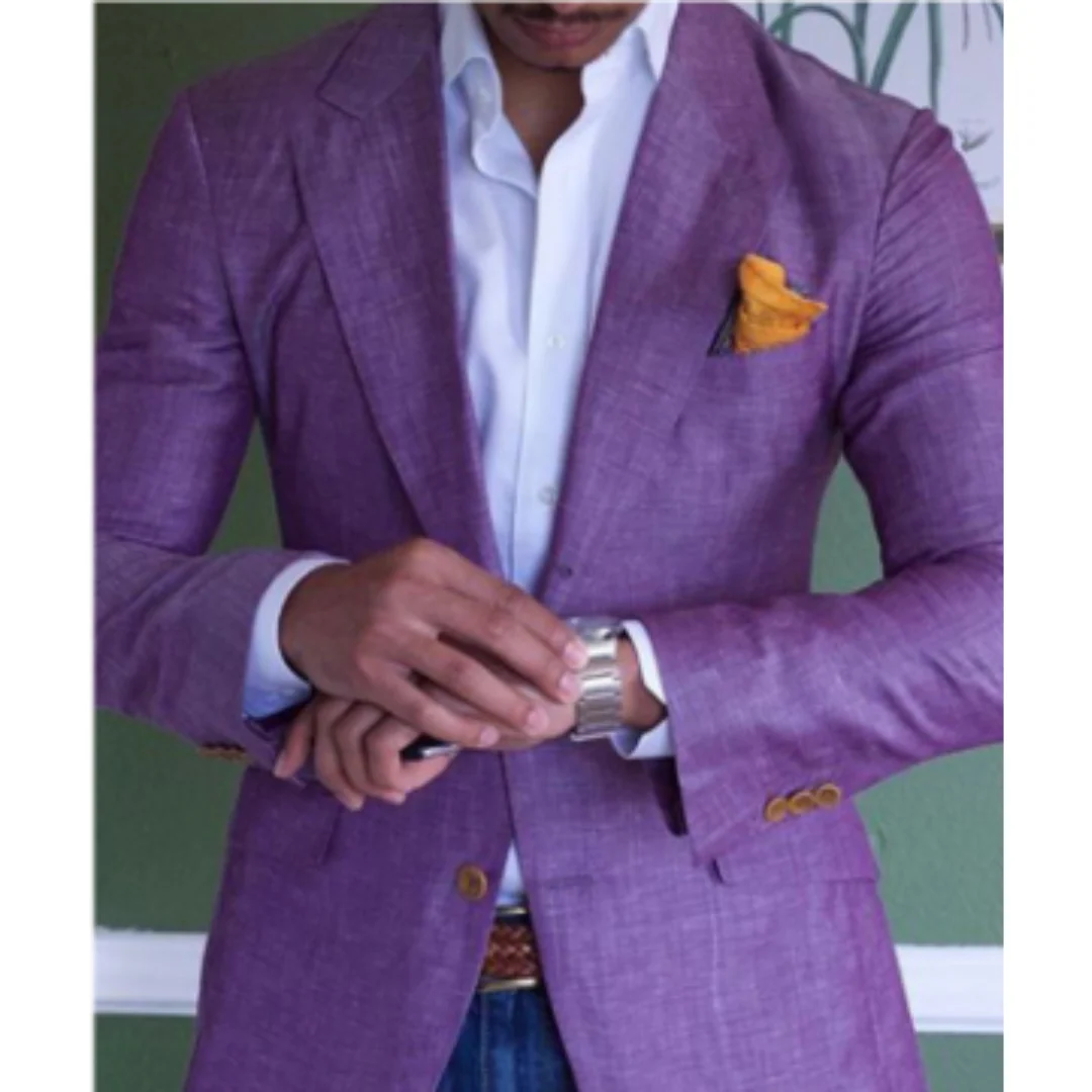 Wool Texture Slim Fit Notch Lapel Blazer