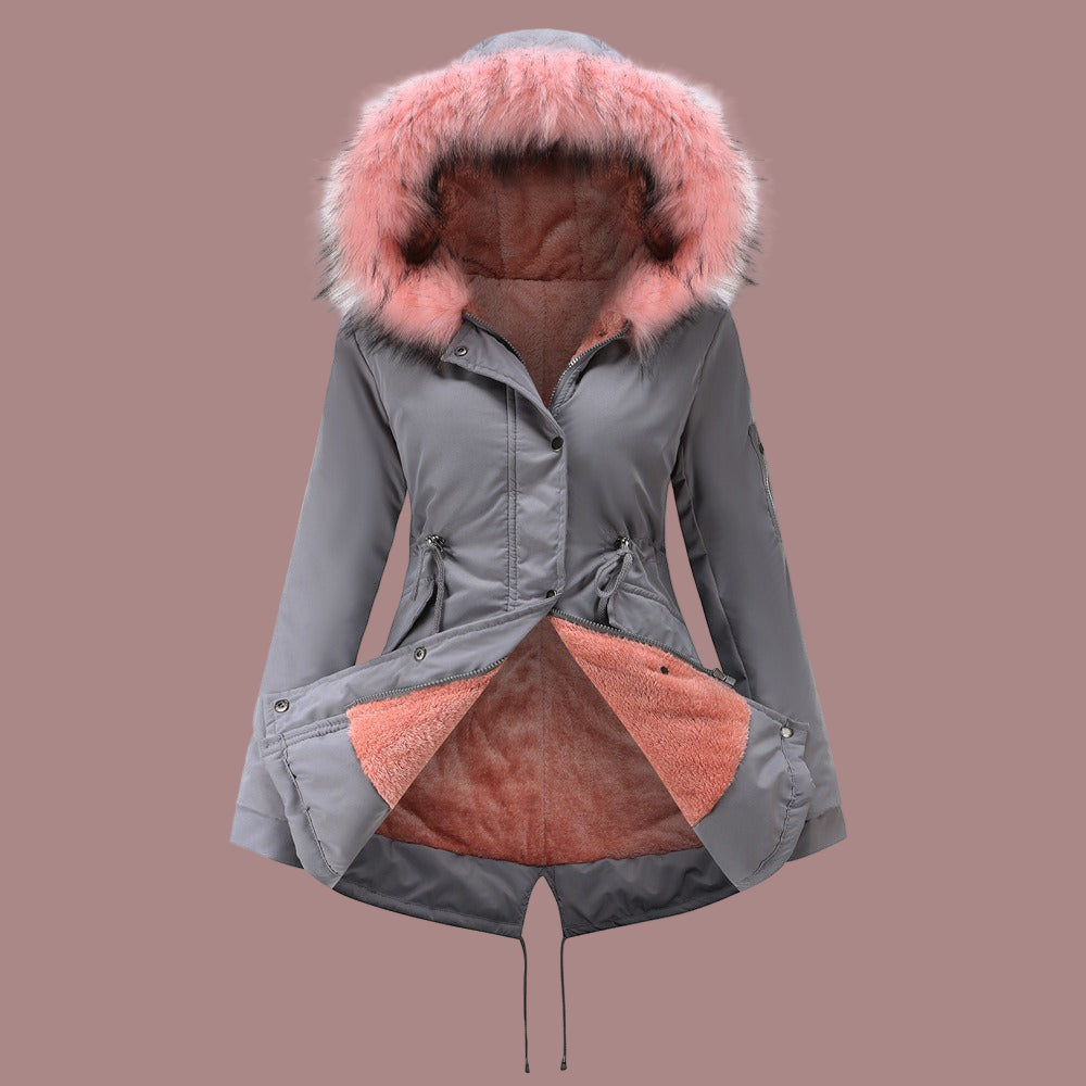 Water-Resistant Faux Fur Hood Parka Coat