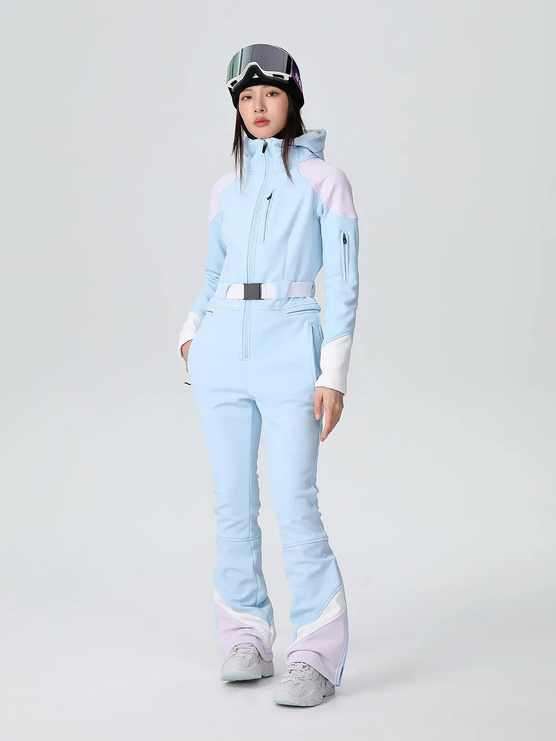 Weather-Resistant Belted Tailored Ski Suit