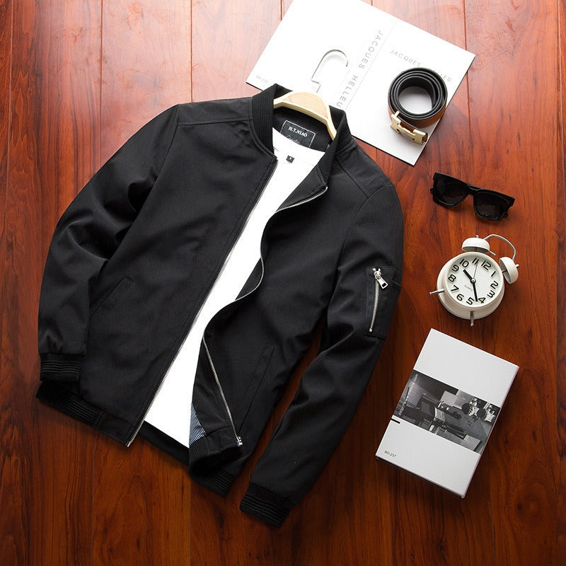 Full Zip Ribbed Trim Classic Fit Jacket