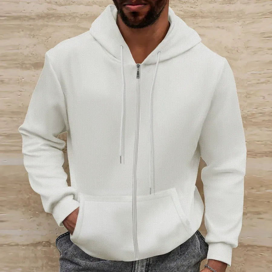 Waffle Texture Regular Fit Hooded Jacket