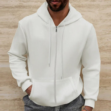 Waffle Texture Regular Fit Hooded Jacket