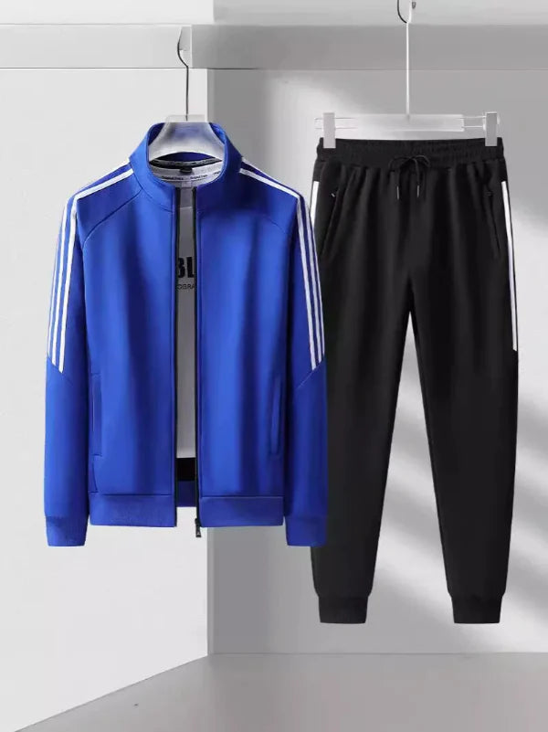 Two-Piece Striped Trim Tracksuit Set