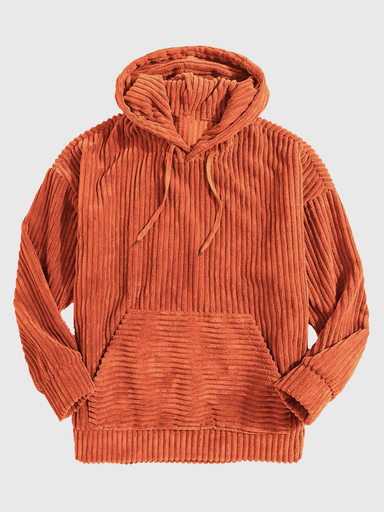 Corduroy V-Neck Kangaroo Hoodie