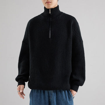 Oversized Chunky Ribbed Half Zip Pullover Sweatshirt
