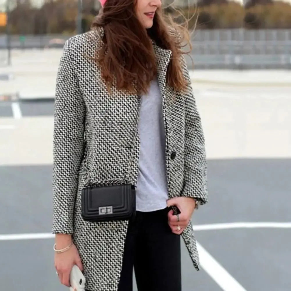 Slim Fit Wool Houndstooth Coat
