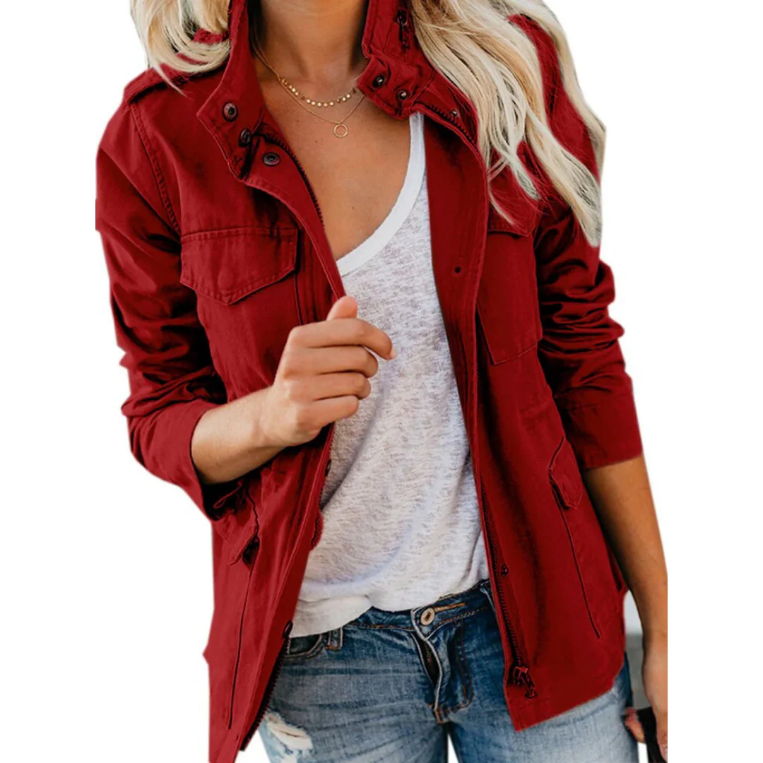Cotton Structured Fit Zipper Front Jacket