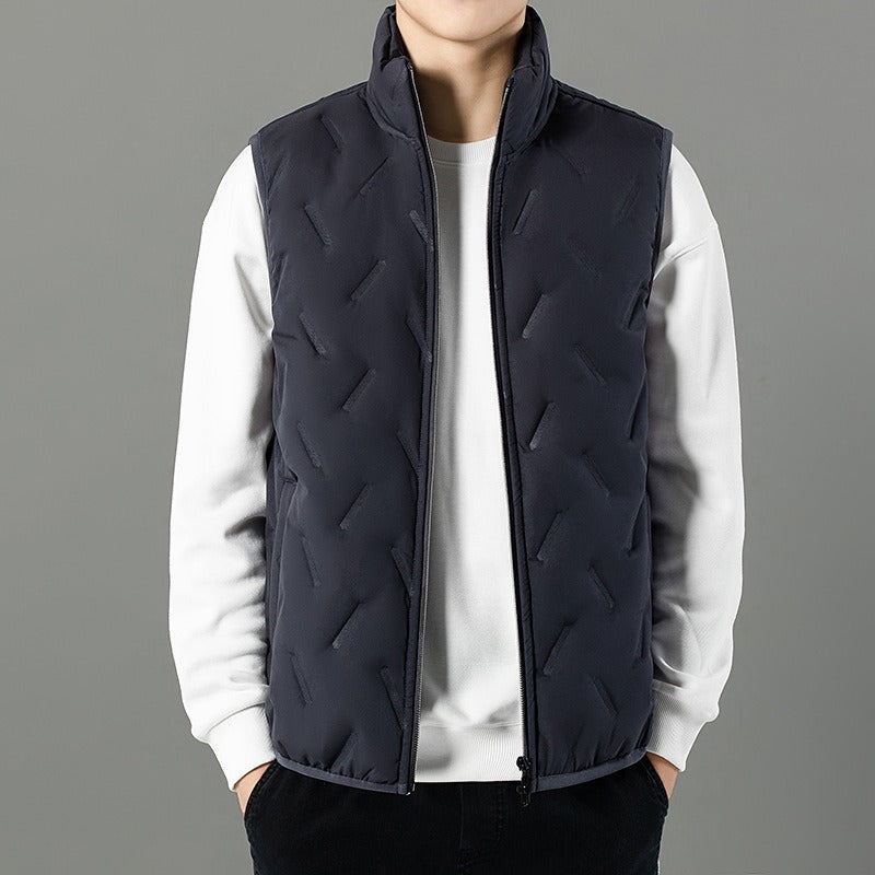 Insulated Quilted Chevron Stand Collar Vest