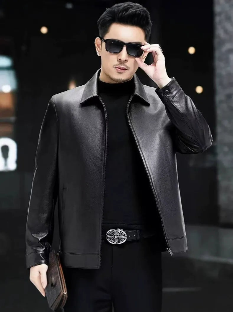 Structured Slim Fit Leather Jacket