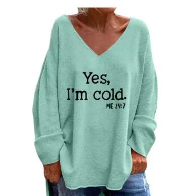 Soft Knit Oversized Drop Shoulder V-Neck Sweater