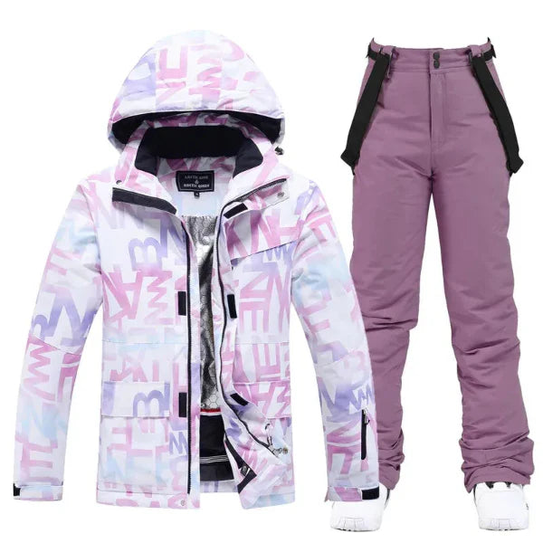 Two-Piece Insulated Water-Resistant Hooded Ski Jacket