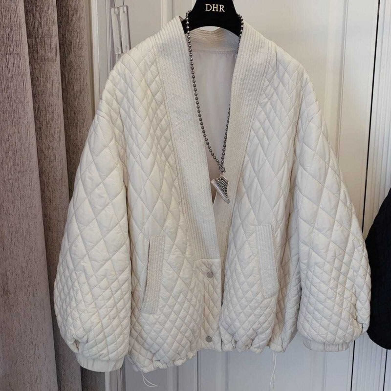 Quilted Oversized Ribbed Lapel Jacket