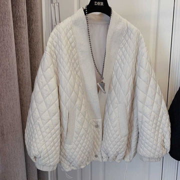 Quilted Oversized Ribbed Lapel Jacket