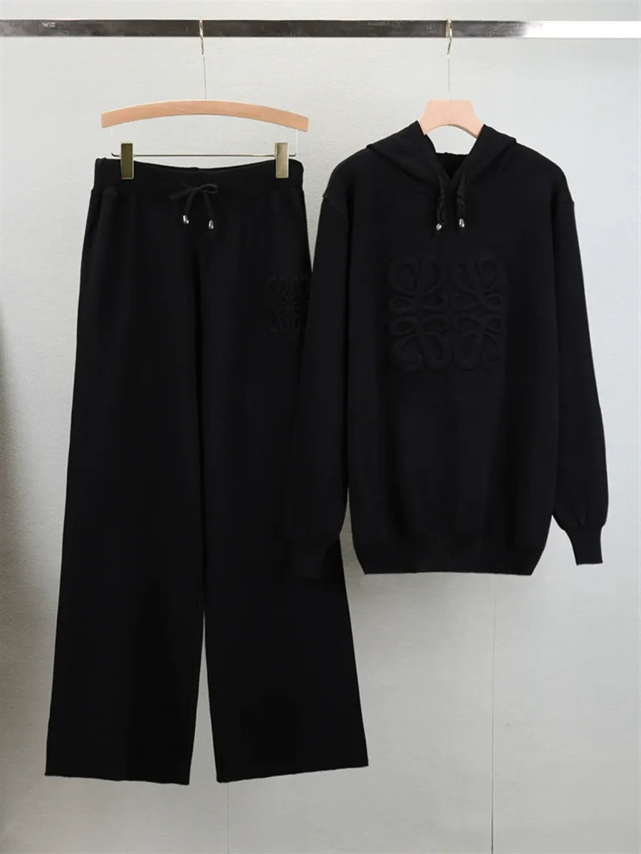  Two-Piece Oversized Hooded Knit Lounge Set
