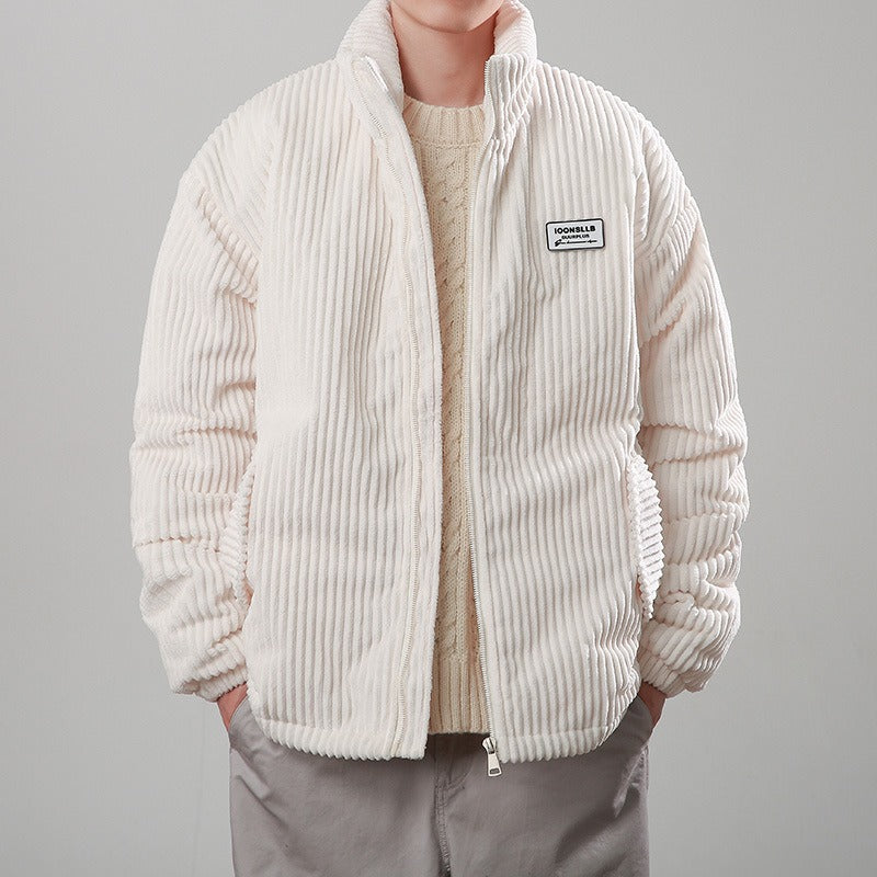 Elasticated Corduroy Stand Collar Jacket