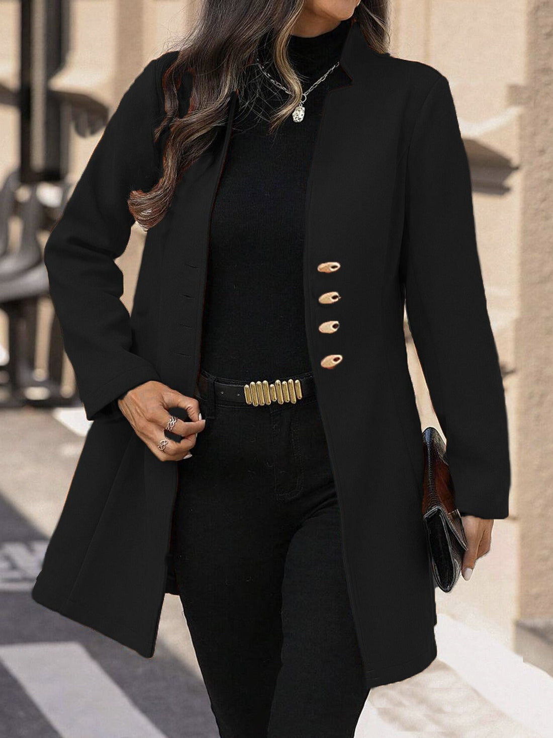 Tailored Slim Fit Mid-Length Wool Coat