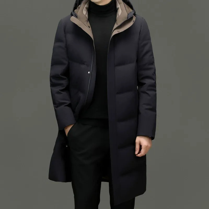 Quilted Down Hooded Relaxed Fit Coat