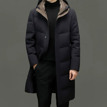 Quilted Down Hooded Relaxed Fit Coat