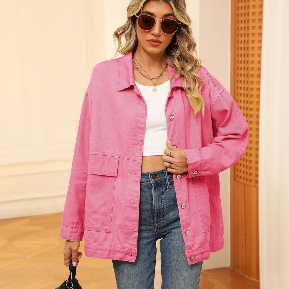Loose Fit Patch Pockets Denim Jacket